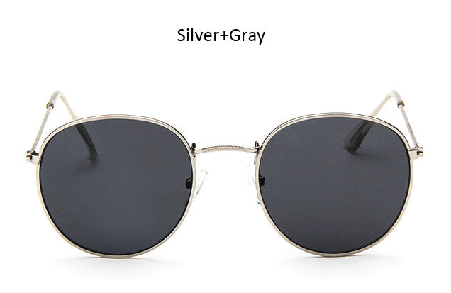 Classic Vintage Small Round Sunglasses Retro Men Women Brand Designer Metal Pink Mirror Sun Glasses
