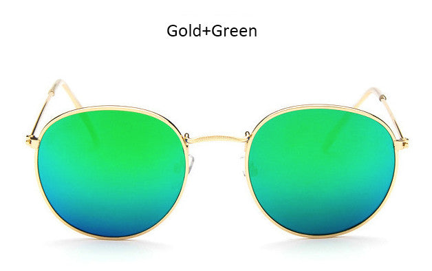 Classic Vintage Small Round Sunglasses Retro Men Women Brand Designer Metal Pink Mirror Sun Glasses