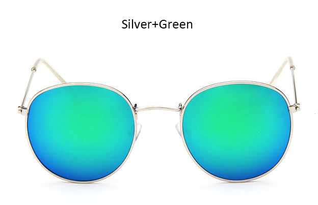 Classic Vintage Small Round Sunglasses Retro Men Women Brand Designer Metal Pink Mirror Sun Glasses
