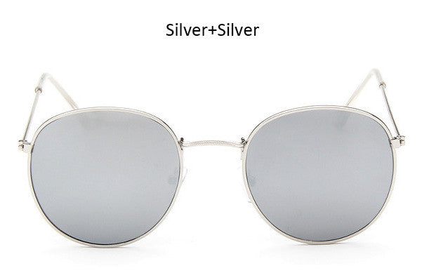 Classic Vintage Small Round Sunglasses Retro Men Women Brand Designer Metal Pink Mirror Sun Glasses