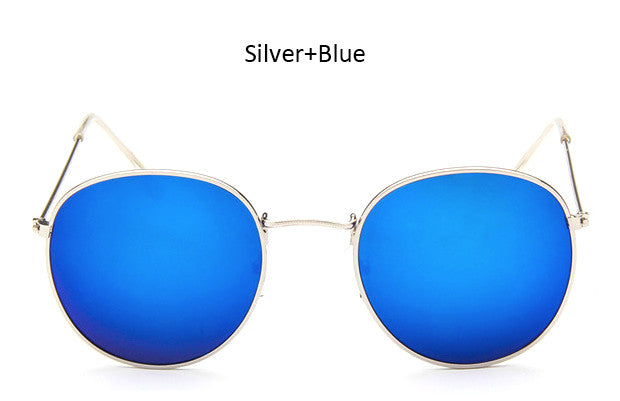 Classic Vintage Small Round Sunglasses Retro Men Women Brand Designer Metal Pink Mirror Sun Glasses