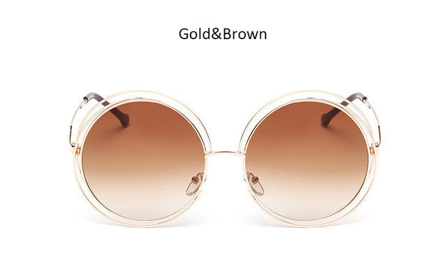 New big circle round frame sunglasses for women bicyclic female fashion personality Oculos Feminino oversized sun Glasses