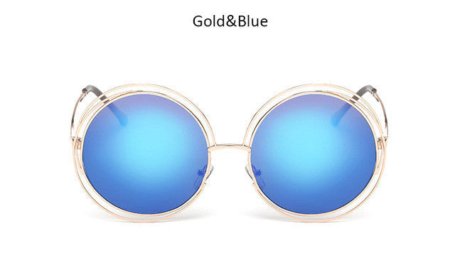 New big circle round frame sunglasses for women bicyclic female fashion personality Oculos Feminino oversized sun Glasses