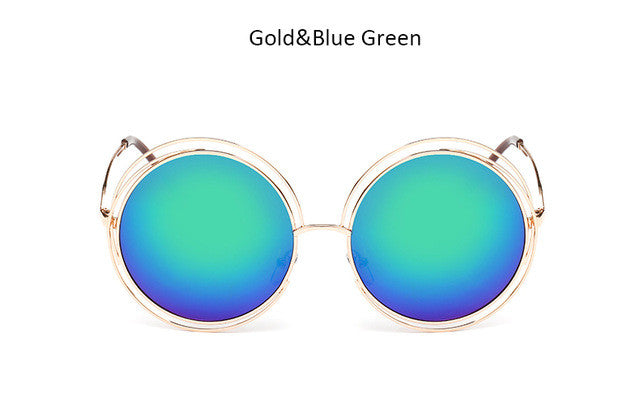 New big circle round frame sunglasses for women bicyclic female fashion personality Oculos Feminino oversized sun Glasses