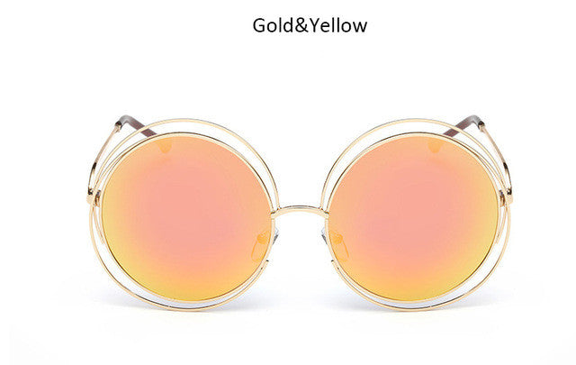 New big circle round frame sunglasses for women bicyclic female fashion personality Oculos Feminino oversized sun Glasses