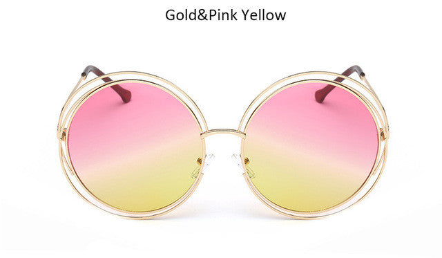 New big circle round frame sunglasses for women bicyclic female fashion personality Oculos Feminino oversized sun Glasses