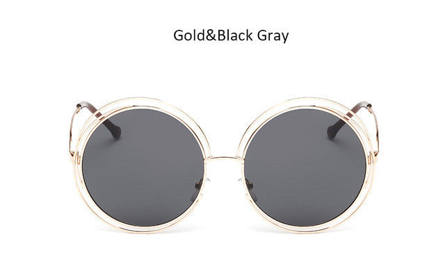 New big circle round frame sunglasses for women bicyclic female fashion personality Oculos Feminino oversized sun Glasses