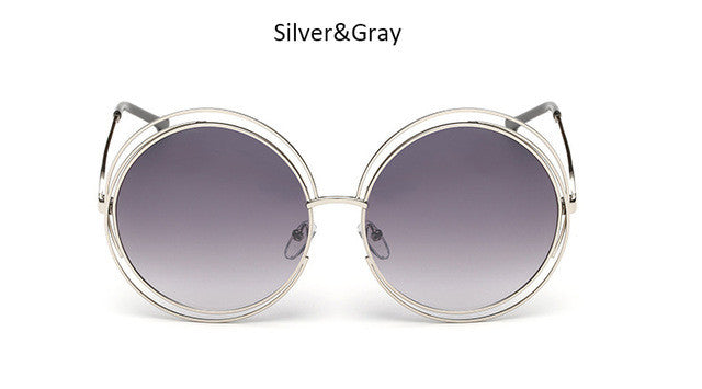 New big circle round frame sunglasses for women bicyclic female fashion personality Oculos Feminino oversized sun Glasses