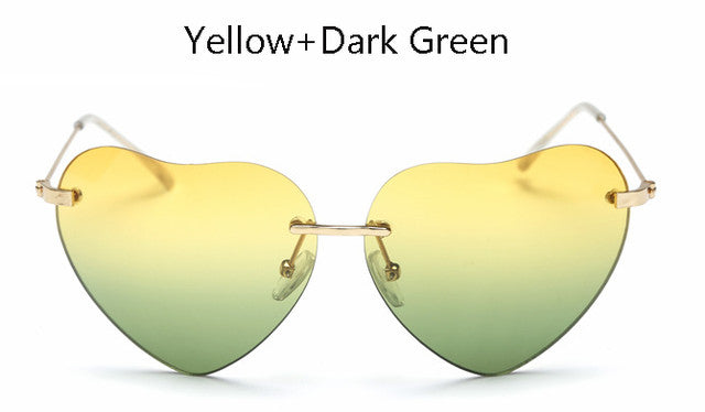 TSHING Women Rimless Heart Shape Sunglasses For Female Fashion Clear Shades Ocean Lenses Sun Glasses UV400