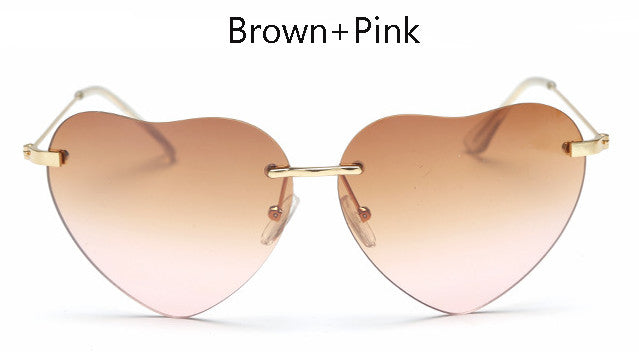 TSHING Women Rimless Heart Shape Sunglasses For Female Fashion Clear Shades Ocean Lenses Sun Glasses UV400