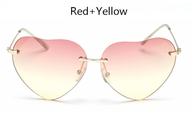 TSHING Women Rimless Heart Shape Sunglasses For Female Fashion Clear Shades Ocean Lenses Sun Glasses UV400