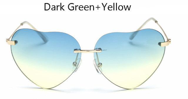 TSHING Women Rimless Heart Shape Sunglasses For Female Fashion Clear Shades Ocean Lenses Sun Glasses UV400