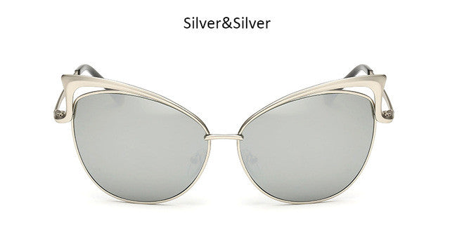 Vintage Cat Eye Women Sunglasses Fashion Ladies Cateye Mirror Sun Glasses