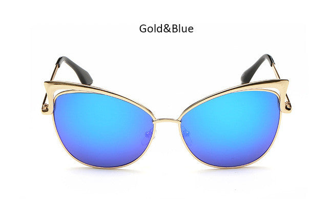 Vintage Cat Eye Women Sunglasses Fashion Ladies Cateye Mirror Sun Glasses