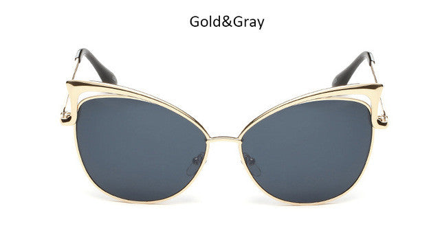 Vintage Cat Eye Women Sunglasses Fashion Ladies Cateye Mirror Sun Glasses