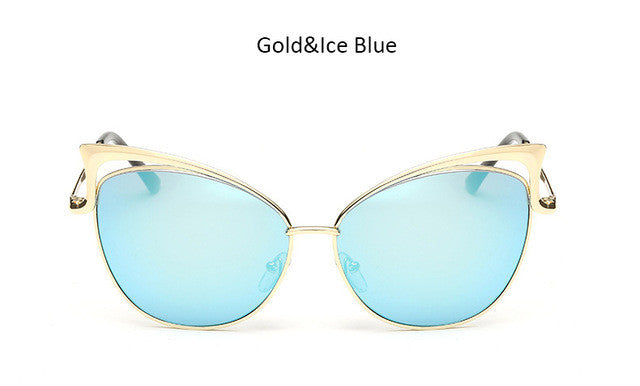 Vintage Cat Eye Women Sunglasses Fashion Ladies Cateye Mirror Sun Glasses
