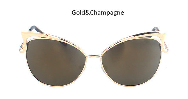 Vintage Cat Eye Women Sunglasses Fashion Ladies Cateye Mirror Sun Glasses