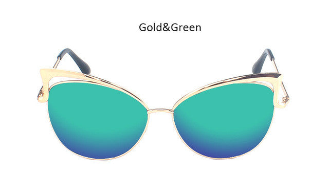 Vintage Cat Eye Women Sunglasses Fashion Ladies Cateye Mirror Sun Glasses