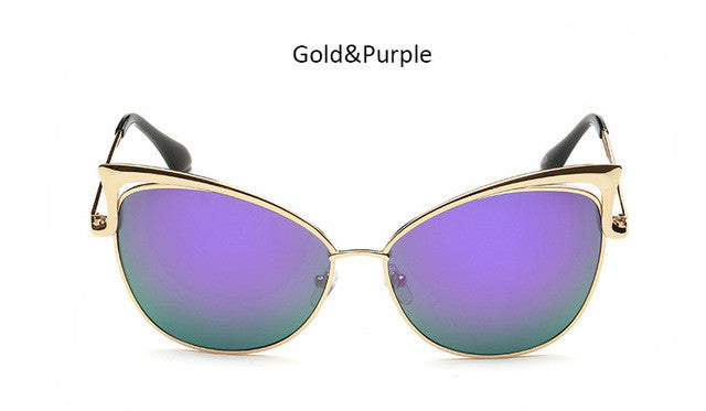 Vintage Cat Eye Women Sunglasses Fashion Ladies Cateye Mirror Sun Glasses