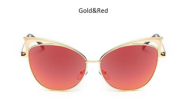 Vintage Cat Eye Women Sunglasses Fashion Ladies Cateye Mirror Sun Glasses