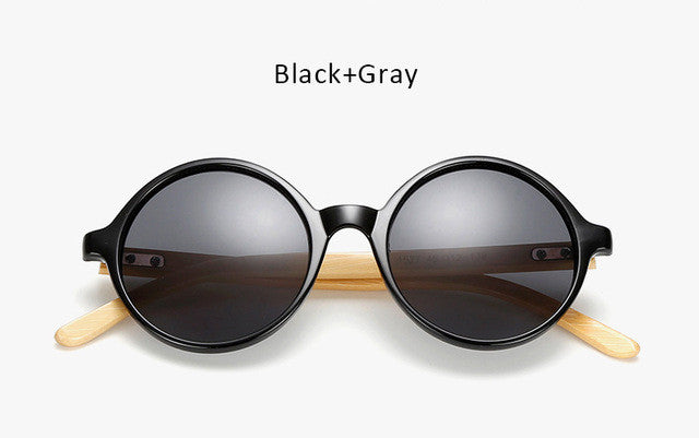 Unique Bamboo Designer Mirror Round Sunglasses Women Men Vintage Brand Sun Glasses For Male Female Original Eyewear UV400