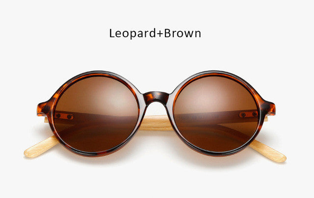 Unique Bamboo Designer Mirror Round Sunglasses Women Men Vintage Brand Sun Glasses For Male Female Original Eyewear UV400