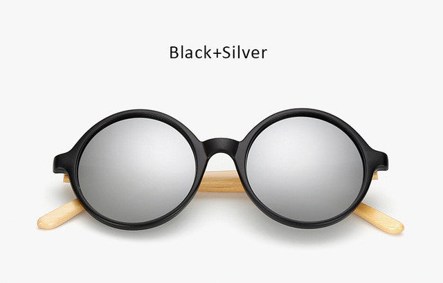 Unique Bamboo Designer Mirror Round Sunglasses Women Men Vintage Brand Sun Glasses For Male Female Original Eyewear UV400