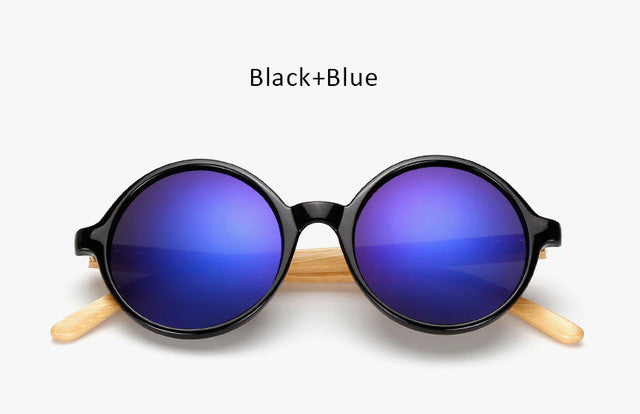 Unique Bamboo Designer Mirror Round Sunglasses Women Men Vintage Brand Sun Glasses For Male Female Original Eyewear UV400