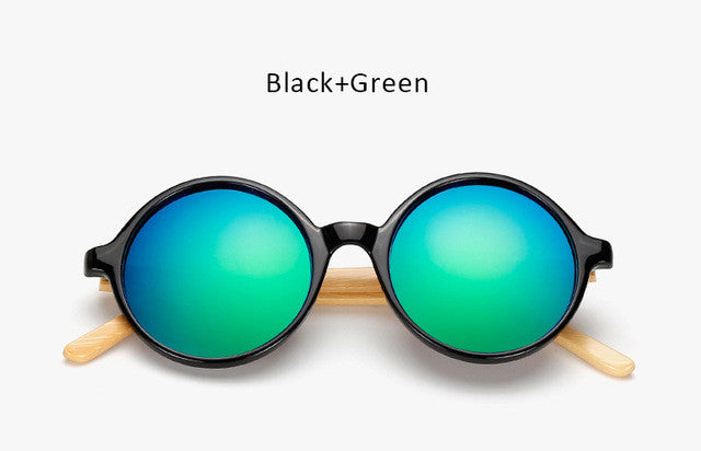 Unique Bamboo Designer Mirror Round Sunglasses Women Men Vintage Brand Sun Glasses For Male Female Original Eyewear UV400