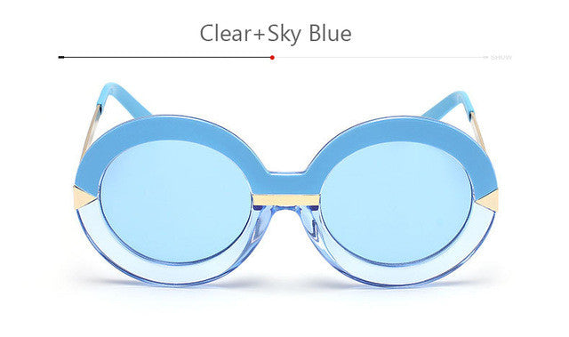 2017 New Brand Women Round Sunglasses Hollywood Pool Sea Blue Female Fashion Oversize Arrow Mirror Glasses Oculos UV400