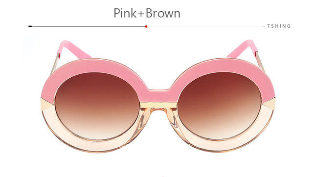 2017 New Brand Women Round Sunglasses Hollywood Pool Sea Blue Female Fashion Oversize Arrow Mirror Glasses Oculos UV400