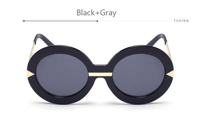 2017 New Brand Women Round Sunglasses Hollywood Pool Sea Blue Female Fashion Oversize Arrow Mirror Glasses Oculos UV400