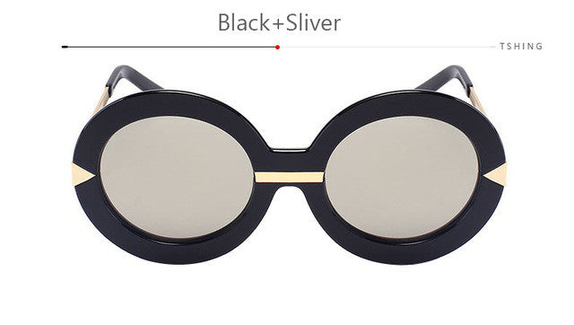 2017 New Brand Women Round Sunglasses Hollywood Pool Sea Blue Female Fashion Oversize Arrow Mirror Glasses Oculos UV400