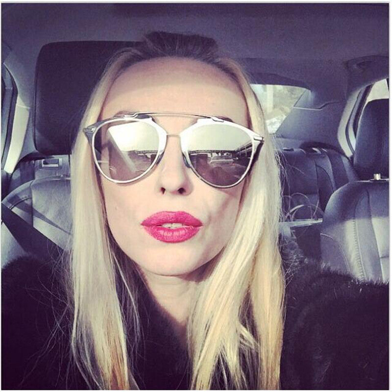 Fashion Cat Eye Sunglasses Women Brand Designer Metal Frame Vintage Mirror Cateye Sun Glasses FemaleUV400