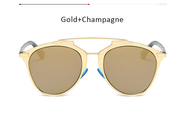 Fashion Cat Eye Sunglasses Women Brand Designer Metal Frame Vintage Mirror Cateye Sun Glasses FemaleUV400