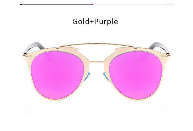 Fashion Cat Eye Sunglasses Women Brand Designer Metal Frame Vintage Mirror Cateye Sun Glasses FemaleUV400