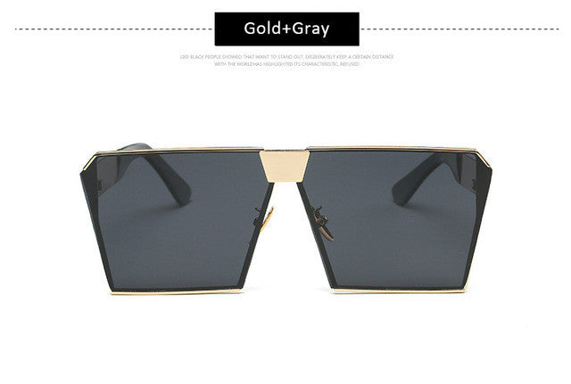 Men Oversized Square Sunglasses Women Fashion Large Size Metal Steampunk Mirror Sun Glasses