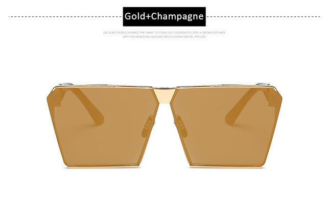 Men Oversized Square Sunglasses Women Fashion Large Size Metal Steampunk Mirror Sun Glasses