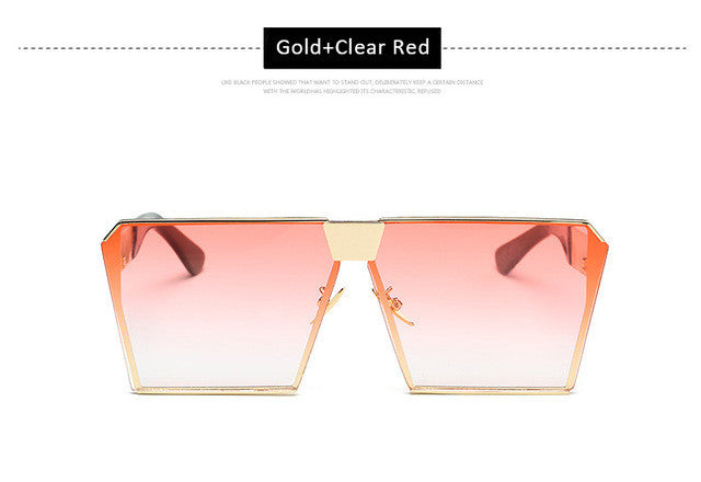 Men Oversized Square Sunglasses Women Fashion Large Size Metal Steampunk Mirror Sun Glasses