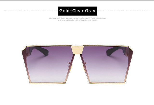 Men Oversized Square Sunglasses Women Fashion Large Size Metal Steampunk Mirror Sun Glasses