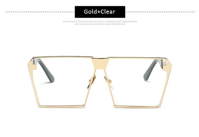 Men Oversized Square Sunglasses Women Fashion Large Size Metal Steampunk Mirror Sun Glasses