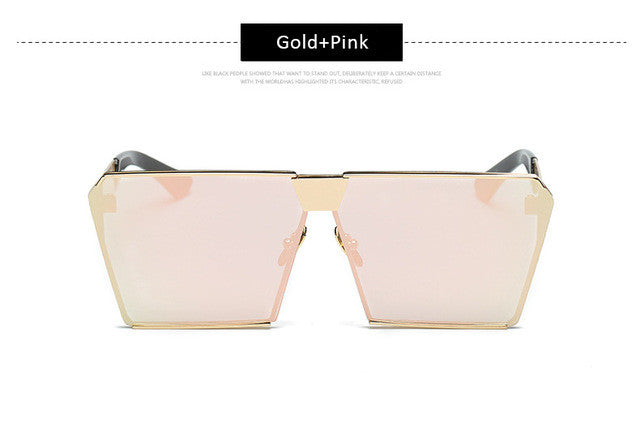 Men Oversized Square Sunglasses Women Fashion Large Size Metal Steampunk Mirror Sun Glasses
