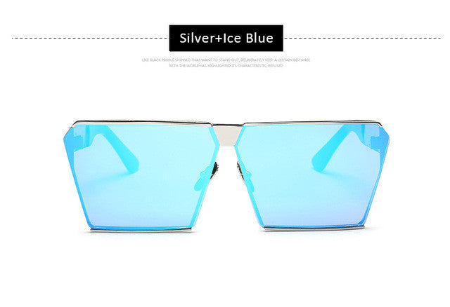 Men Oversized Square Sunglasses Women Fashion Large Size Metal Steampunk Mirror Sun Glasses