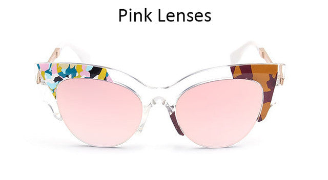 Ladies Cat Eye Sunglasses Mirror Sun Glasses Vogue Cateye Sunglasses Women UV400