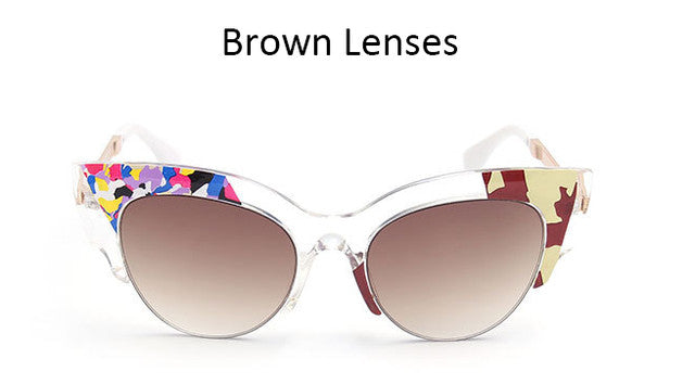 Ladies Cat Eye Sunglasses Mirror Sun Glasses Vogue Cateye Sunglasses Women UV400