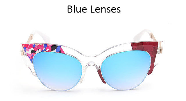 Ladies Cat Eye Sunglasses Mirror Sun Glasses Vogue Cateye Sunglasses Women UV400