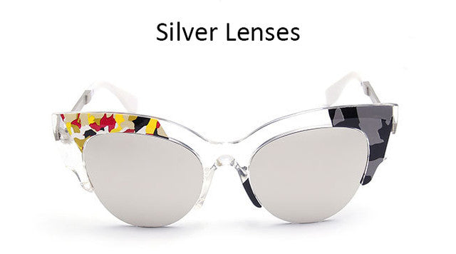 Ladies Cat Eye Sunglasses Mirror Sun Glasses Vogue Cateye Sunglasses Women UV400