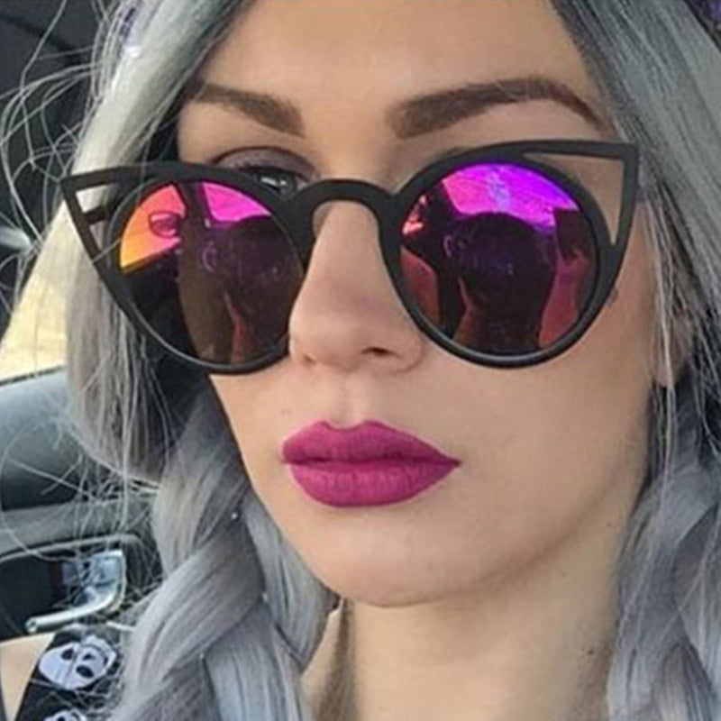 Women Round Lenses Cat Eye Sunglasses Fashion Mirror Sun Glasses Ladies Ceteye Optics Eyewear