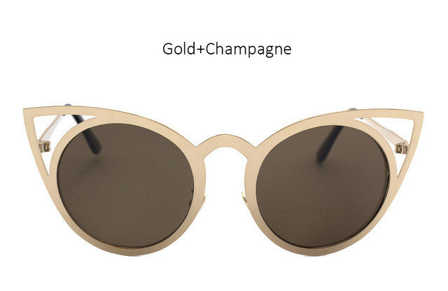 Women Round Lenses Cat Eye Sunglasses Fashion Mirror Sun Glasses Ladies Ceteye Optics Eyewear