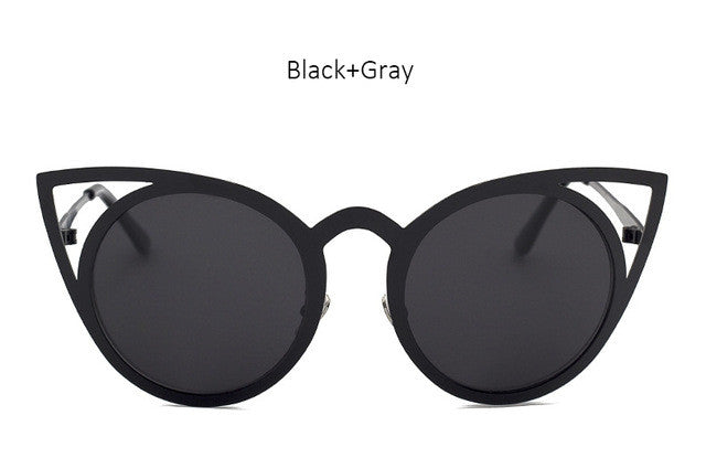 Women Round Lenses Cat Eye Sunglasses Fashion Mirror Sun Glasses Ladies Ceteye Optics Eyewear